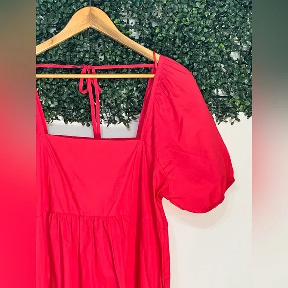 Draper James Ladies Red Puff Sleeve Dress Size Large NWT - Picture 2 of 10